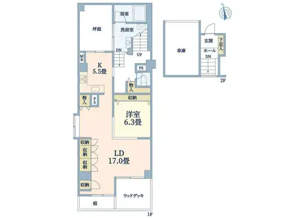 白楽西壱番館(1LDK/1階)の間取り写真