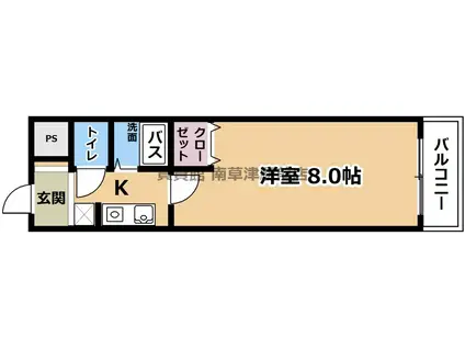 WAVE-KII(1K/2階)の間取り写真