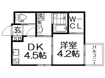 EASE. KORIEN(1DK/2階)の間取り写真