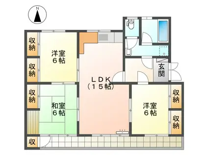 第3向陽マンション(3LDK/4階)の間取り写真