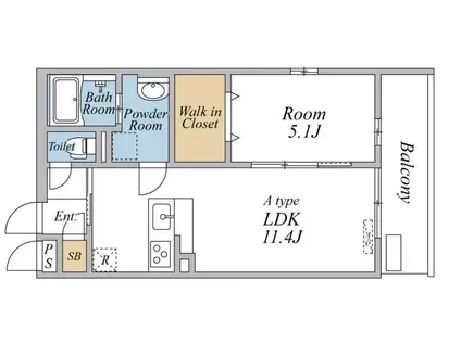 リブリ・ココシャンブル(1LDK/1階)の間取り写真