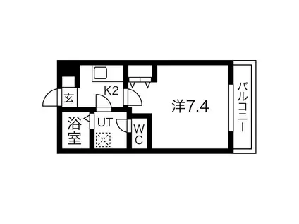 クレフラスト野並B棟(1K/2階)の間取り写真