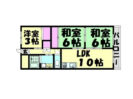 パレス竹ヶ城(3LDK/6階)の間取り写真