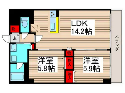 カスタリア西船橋II(2LDK/3階)の間取り写真