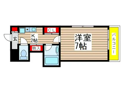 ミリアビタ海神(1K/1階)の間取り写真