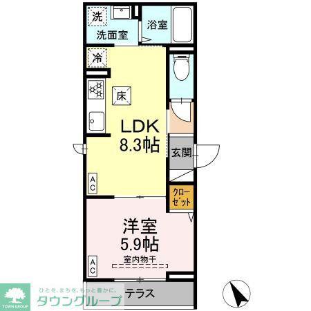 DBLESS横須賀I(1LDK/1階)の間取り写真