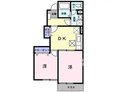 ソレアードガーデン(2DK/1階)の間取り写真