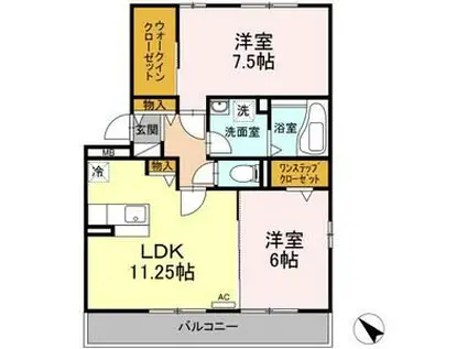 シティーコート色子B棟(2LDK/3階)の間取り写真