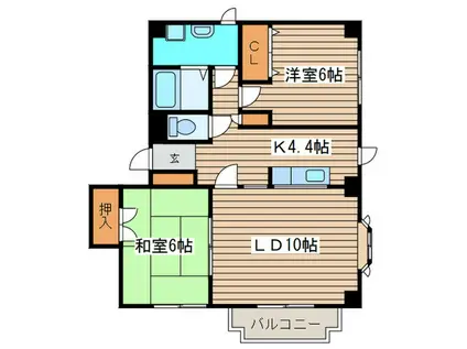 ノースカネサハイム(2LDK/3階)の間取り写真