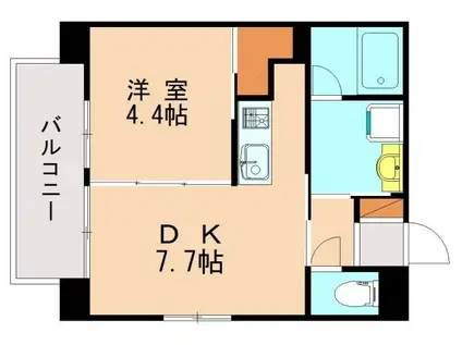 リアンシェルブルー香椎宮前(1DK/6階)の間取り写真