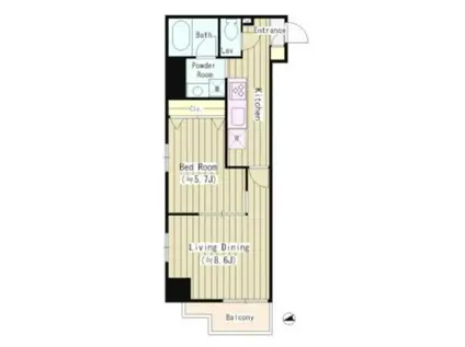 ルミナス神楽坂(1LDK/5階)の間取り写真