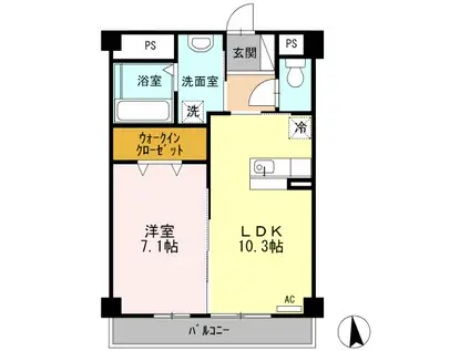 ノールラガール相木(1LDK/2階)の間取り写真