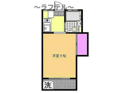 山口ハイツB棟(1K/2階)の間取り写真