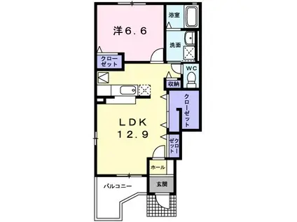 エヴァーグリーン(1LDK/1階)の間取り写真