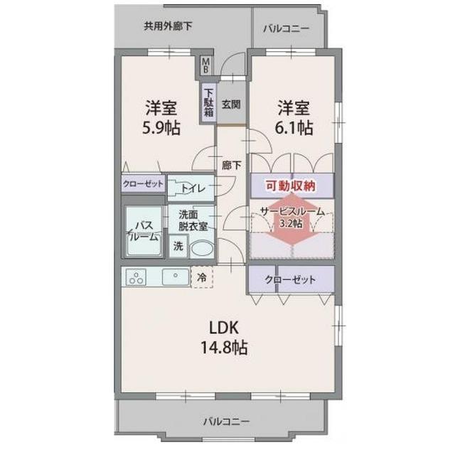 シレンシオベルデ(2SLDK/1階)の間取り写真