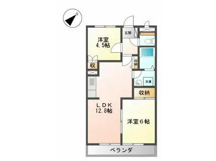 エルトハイムS(2LDK/1階)の間取り写真