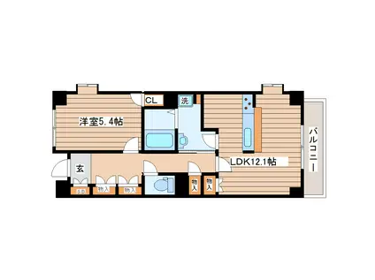 ティアラ工藤(1LDK/2階)の間取り写真