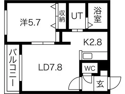 ライトニングビル(1LDK/5階)の間取り写真