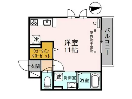 グランカーサ弥生(ワンルーム/2階)の間取り写真
