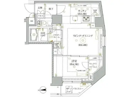 REALIZE浅草IV(1LDK/9階)の間取り写真