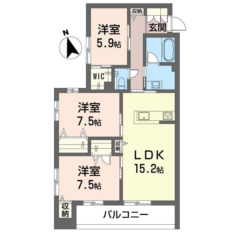 ウィズプラス大船(3LDK/1階)の間取り写真