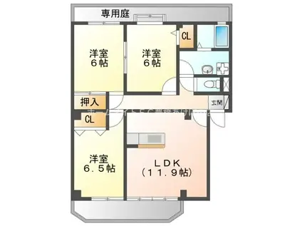 ライフパーク・瑞雲(3LDK/1階)の間取り写真