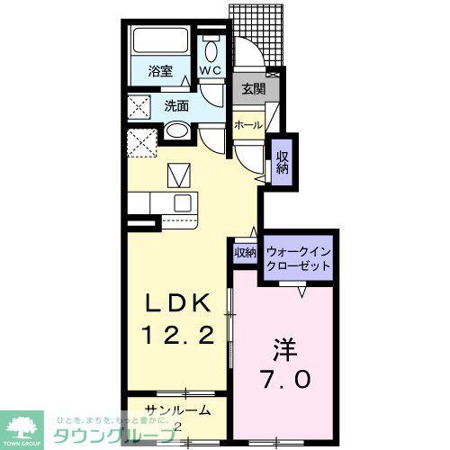 フリーデ 越生(1LDK/1階)の間取り写真