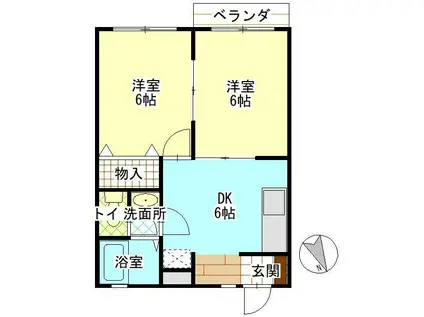 グリーンハイツ(2DK/2階)の間取り写真