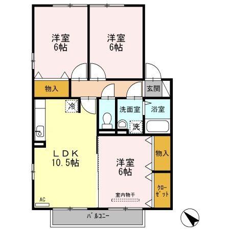 ウィステリアウィルモアI(3LDK/2階)の間取り写真