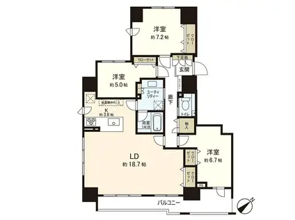ル・ケレス琴似ザ・プレミアム(3LDK/9階)の間取り写真