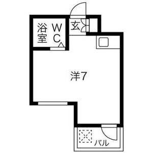 プレアール瓢箪山II(ワンルーム/1階)の間取り写真