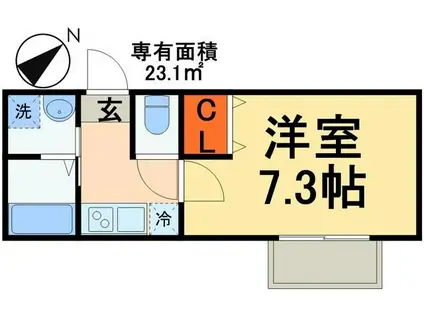 フェリオ新検見川(1K/2階)の間取り写真