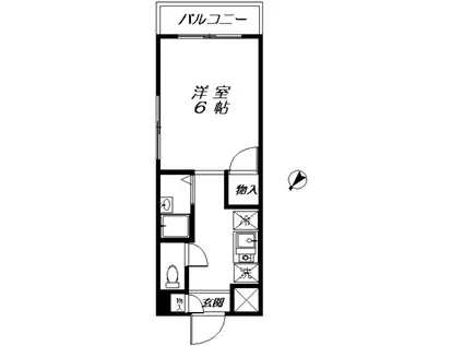 サンディール(1K/3階)の間取り写真