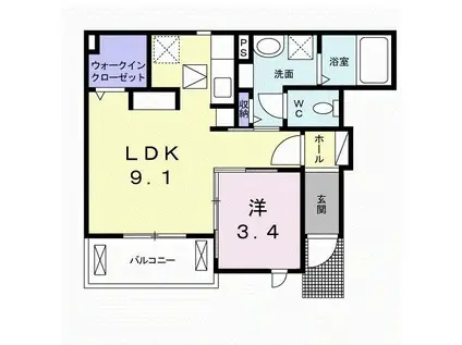 WILL LIFE A棟(1LDK/1階)の間取り写真