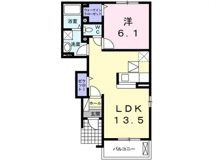 サウスヒルズ(1LDK/1階)の間取り写真