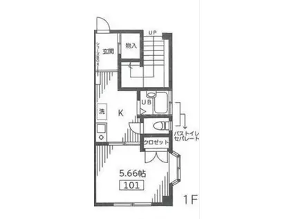MOONSHINY参番館(1K/1階)の間取り写真