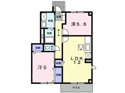 メルヴェイユ I(2LDK/1階)の間取り写真