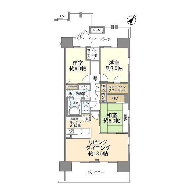 フェルモ千葉ミッドレジデンス(3LDK/12階)の間取り写真