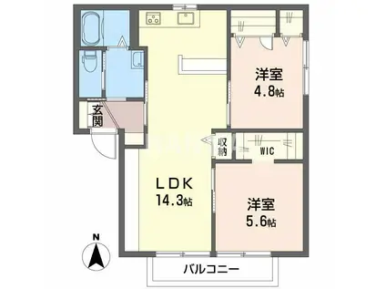 リヴィエール C棟(2LDK/2階)の間取り写真