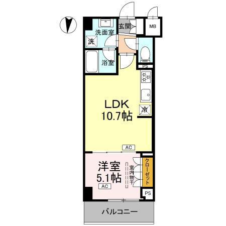 ロイジェント潮見(1LDK/2階)の間取り写真