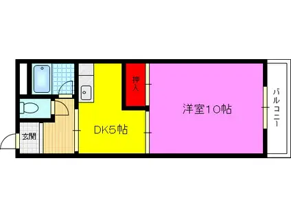 メゾンハイツ啓(1DK/3階)の間取り写真