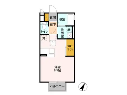 ディアコートA(ワンルーム/1階)の間取り写真