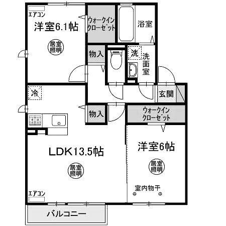 クロノスE(2LDK/2階)の間取り写真
