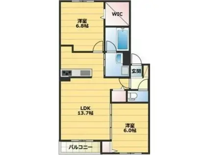 グランメール(2LDK/1階)の間取り写真