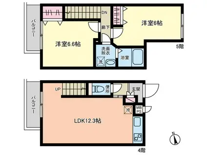 オルティス新中野(1LDK/4階)の間取り写真