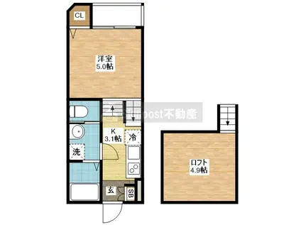 SIGNPOST弥生(1SK/1階)の間取り写真