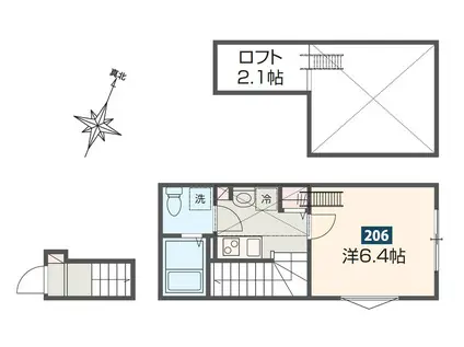 メルディア矢川2(1K/2階)の間取り写真