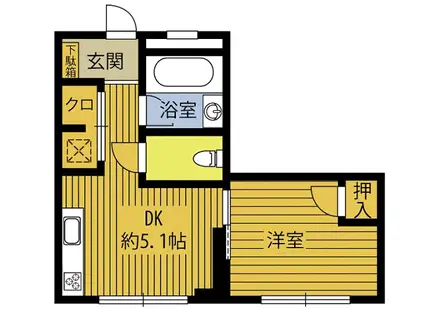 プロスぺリタ金池A(1DK/1階)の間取り写真