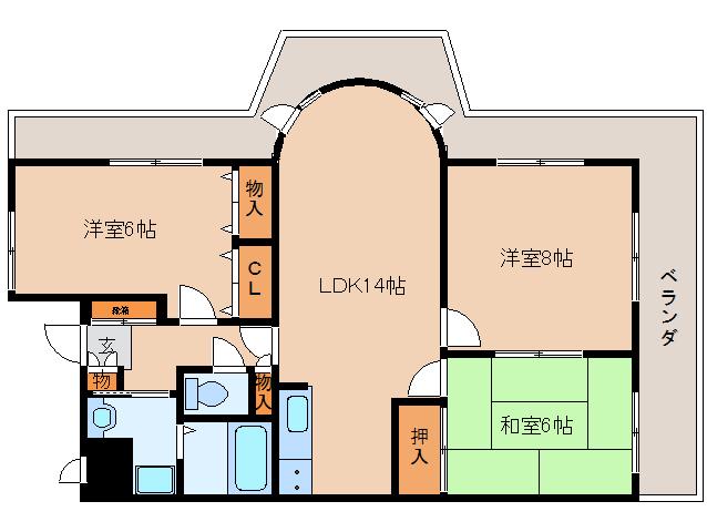 メゾン白光ヶ丘(3LDK/3階)の間取り写真