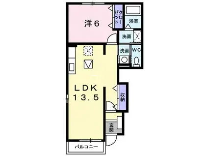 サン・ボヌールII(1LDK/1階)の間取り写真